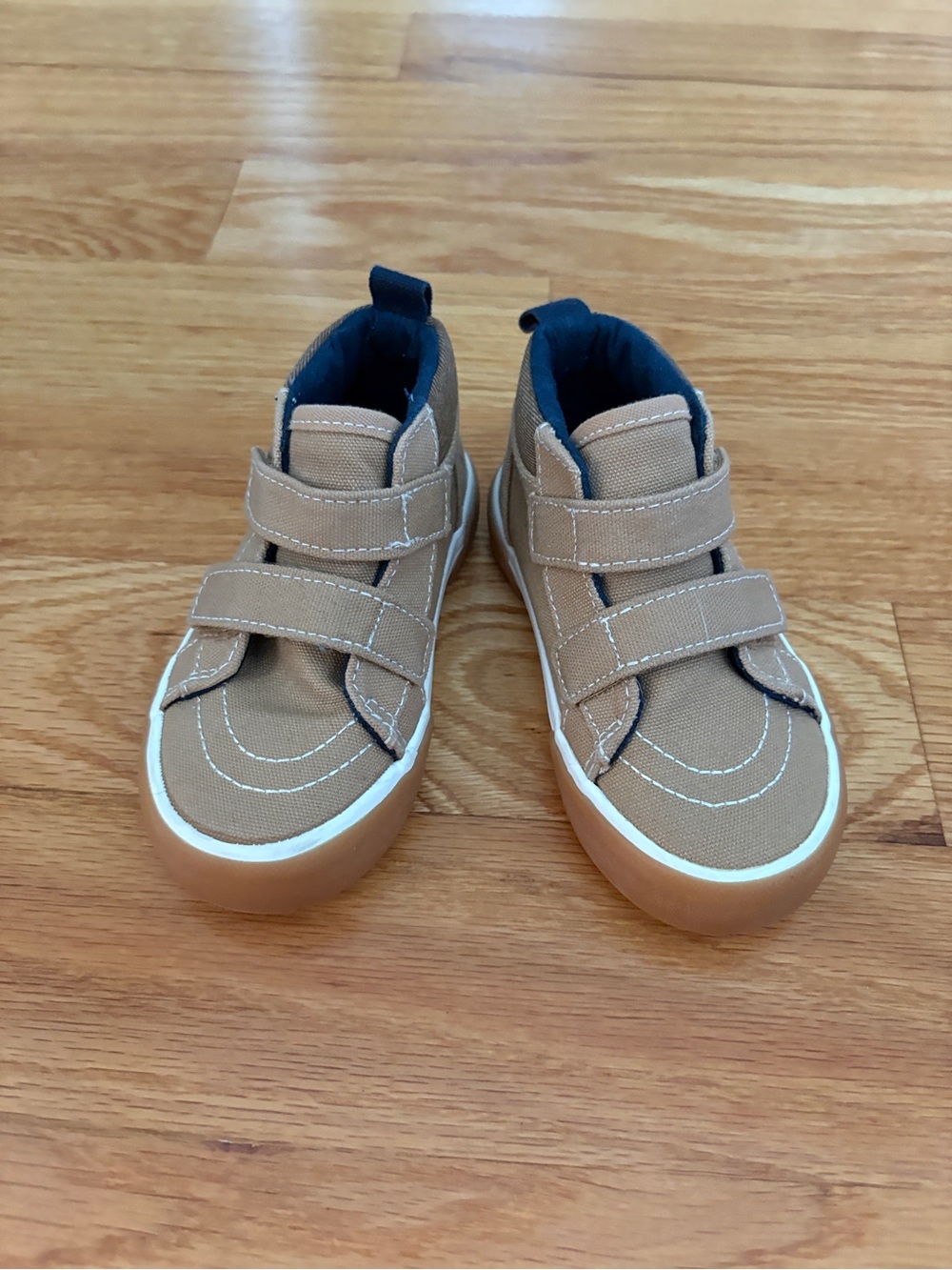 Old Navy Kids Tan High-Top Canvas Sneakers with Double Velcro Straps